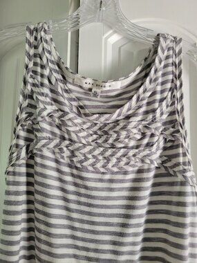 Max Studio striped jersey knit midi sleeveless dress